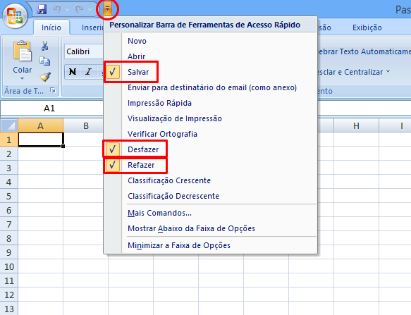 Como personalizar a barra de acesso rápido do Excel