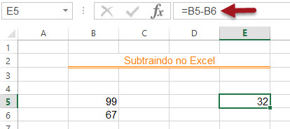 Como subtrair no Excel subtração