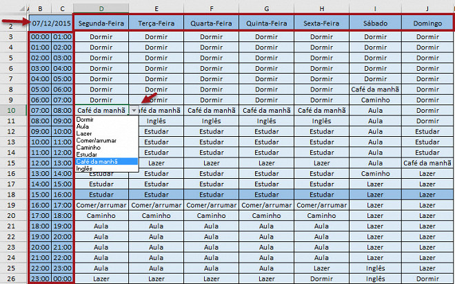 Planilha Controle E Organiza O De Hor Rios E Atividades No Excel Checklist