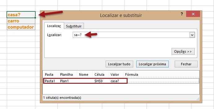 Caracteres curinga no Excel