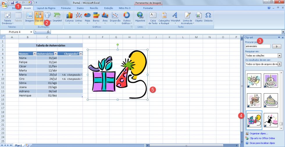Planilha para controle de datas de Aniversários 5.0 no Excel