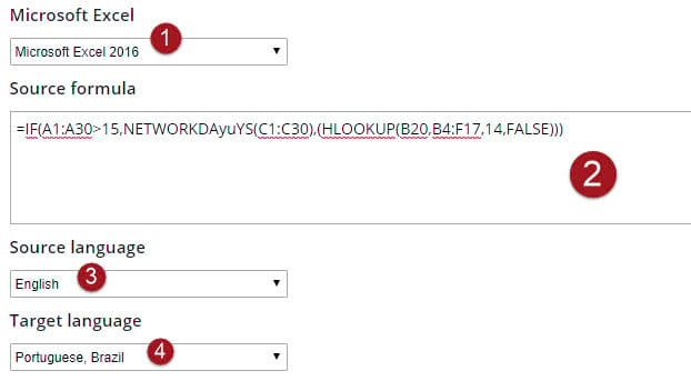 Tradução de Fórmulas no Excel - Inglês / Português