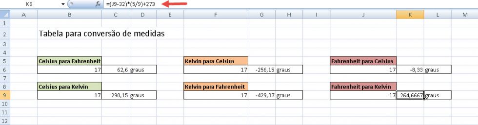 Planilha Para Conversao De Temperaturas No Excel