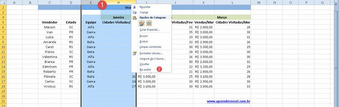 Ocultando Planilhas Células Linhas E Colunas No Excel 7667