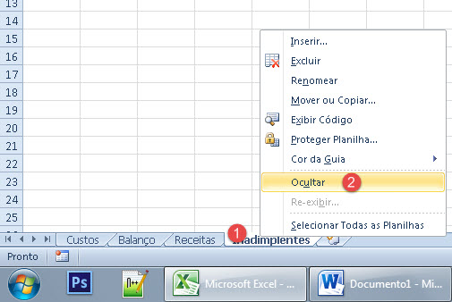 Ocultando Planilhas Células Linhas E Colunas No Excel 1327