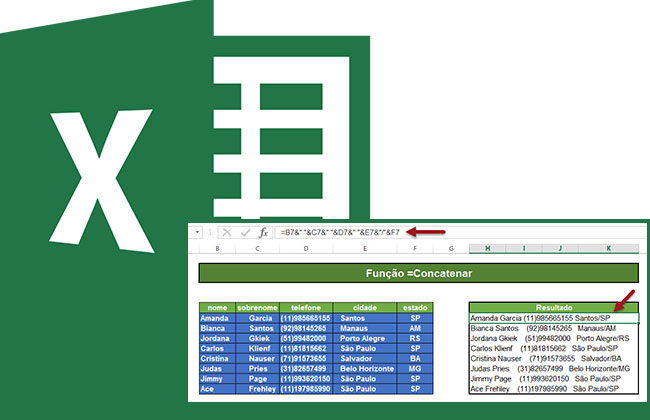 Função Concatenar no Excel